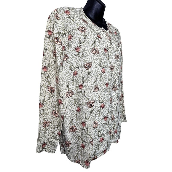 FLAX 100% Linen Floral Print Long Sleeve Tunic Top Women Size Medium - Picture 10 of 10